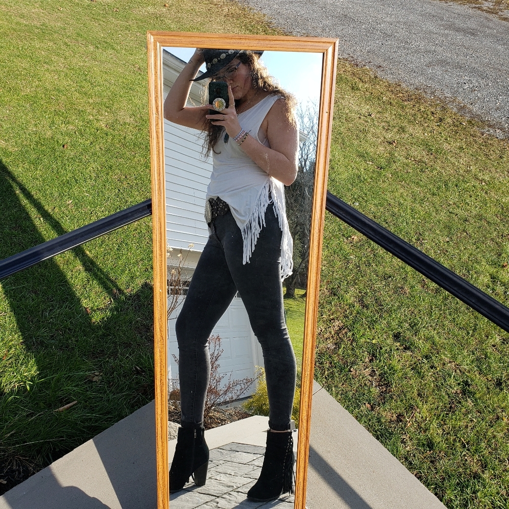 AE Soft & Sexy White Fringe Tank Top